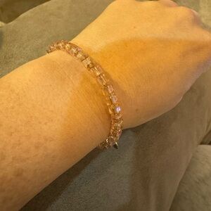 Alex and Ani vintage 66 light pink square beaded bracelet